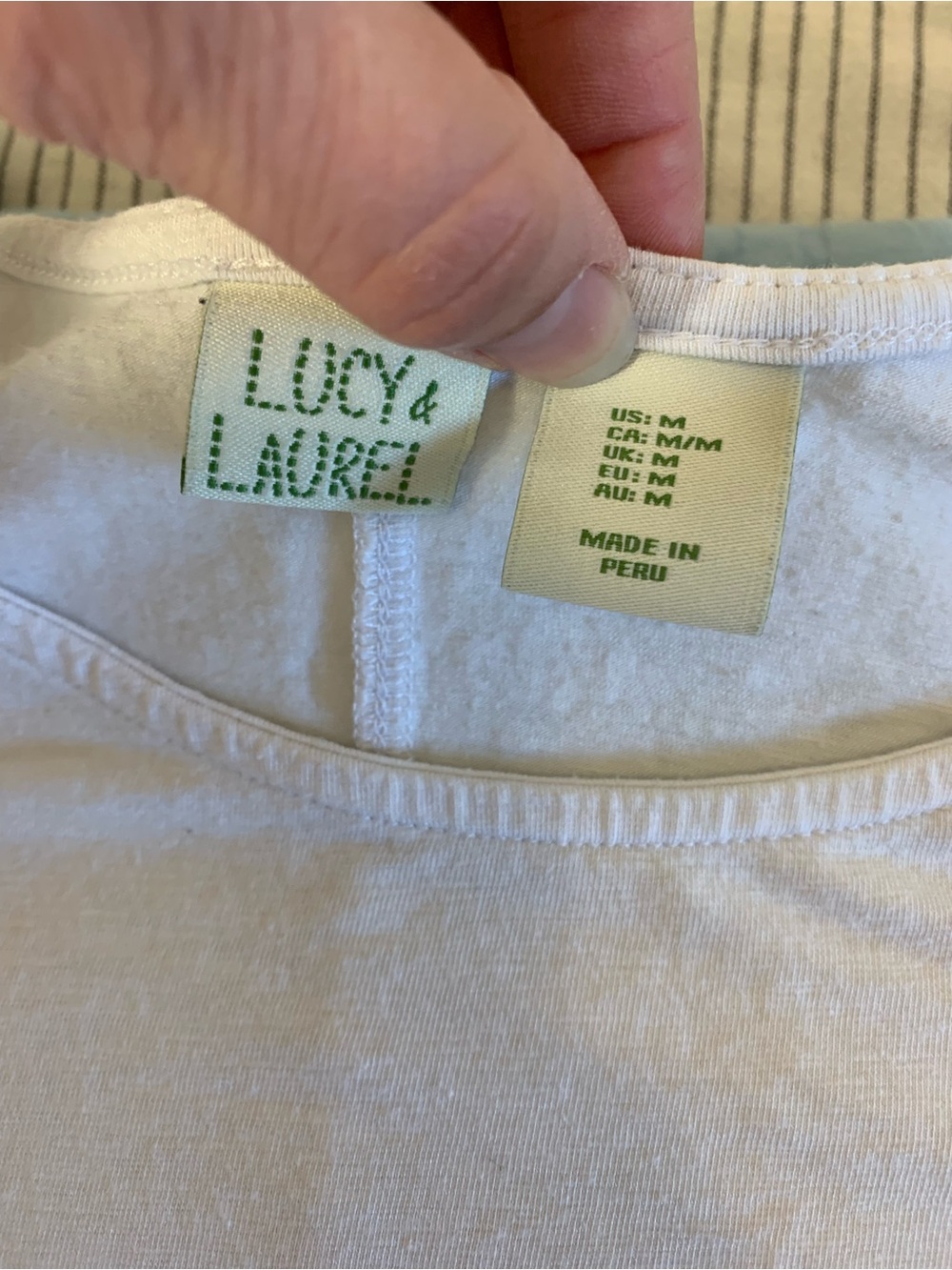 Lucy & Laurel White Tank Top Modal Cotton Blend Medium Made in Peru